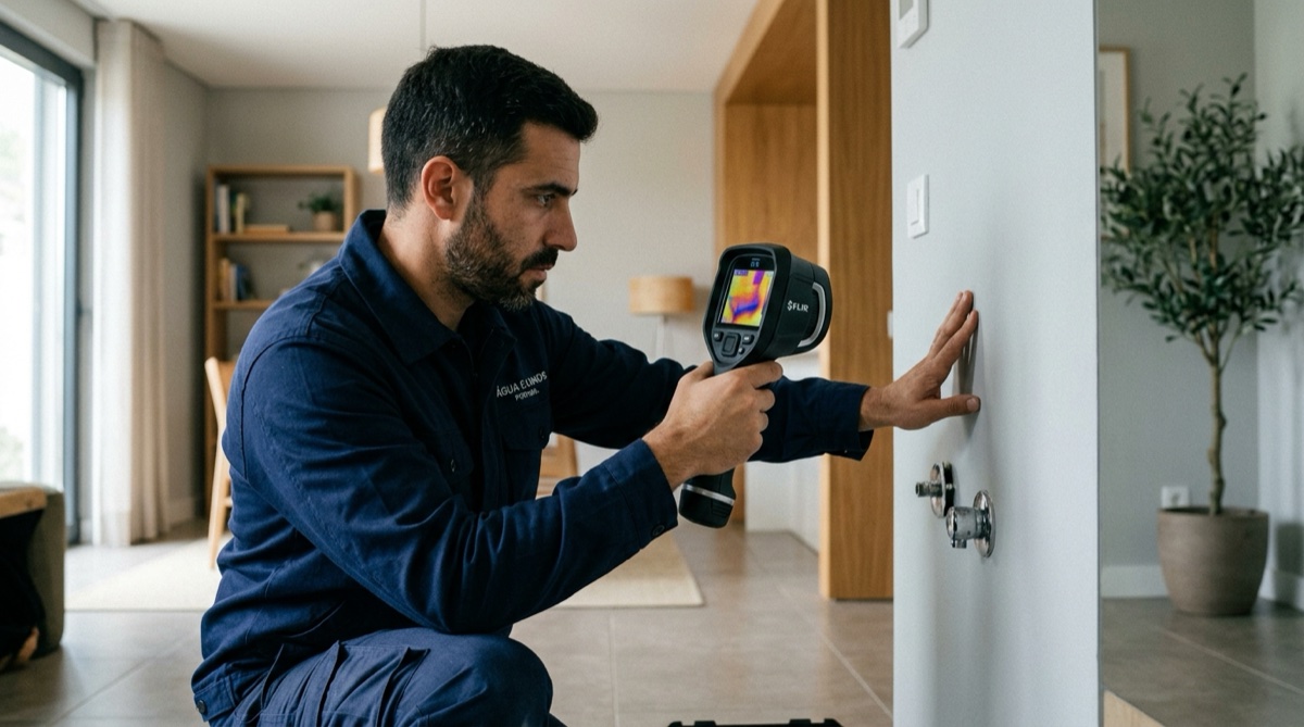 Detetar fugas de água casa com manómetro e câmara térmica