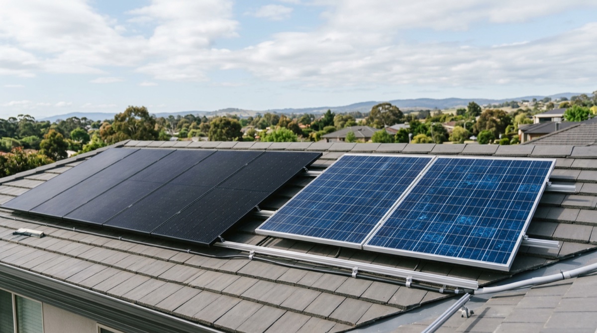 Comparação entre painéis solares monocristalinos e policristalinos lado a lado